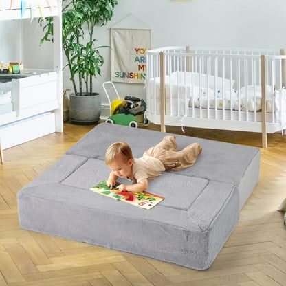Modular Kids Sofa Childrens Fold Out Couch High Chair with Armrests-Grey