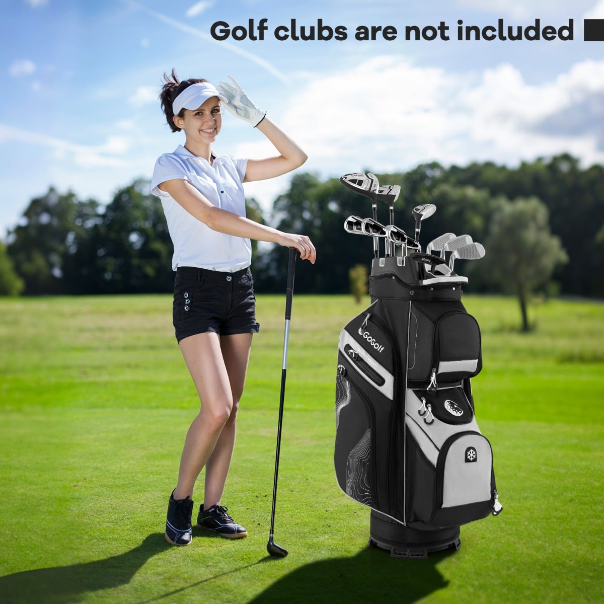 Golf Cart Bag Molded Lock Top Golf Bag with 14-Way Full Length Dividers-Black & Grey