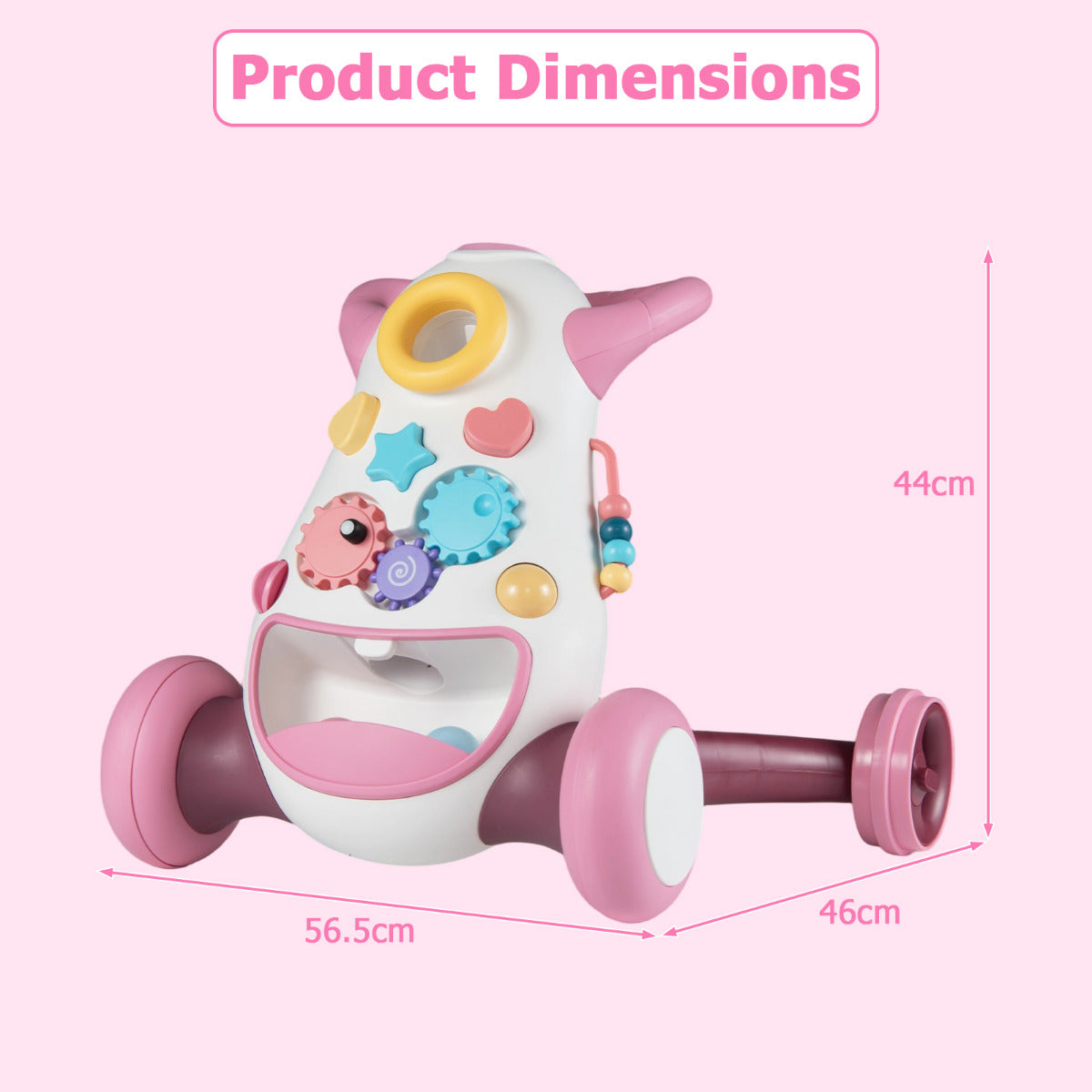 Montessori Baby Walker Toddler Educational Push Toy with Music and Light-Pink