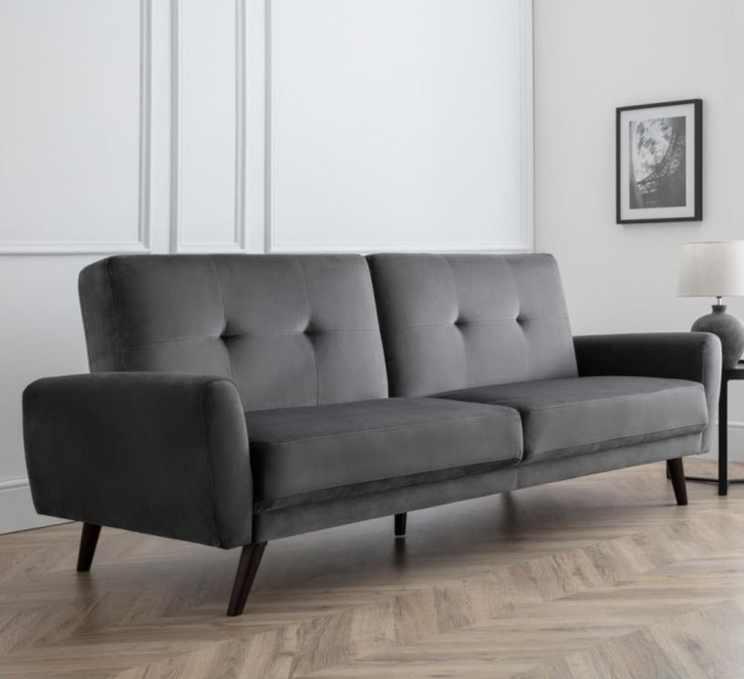 Monza Grey Fabric Retro Sofa Bed
