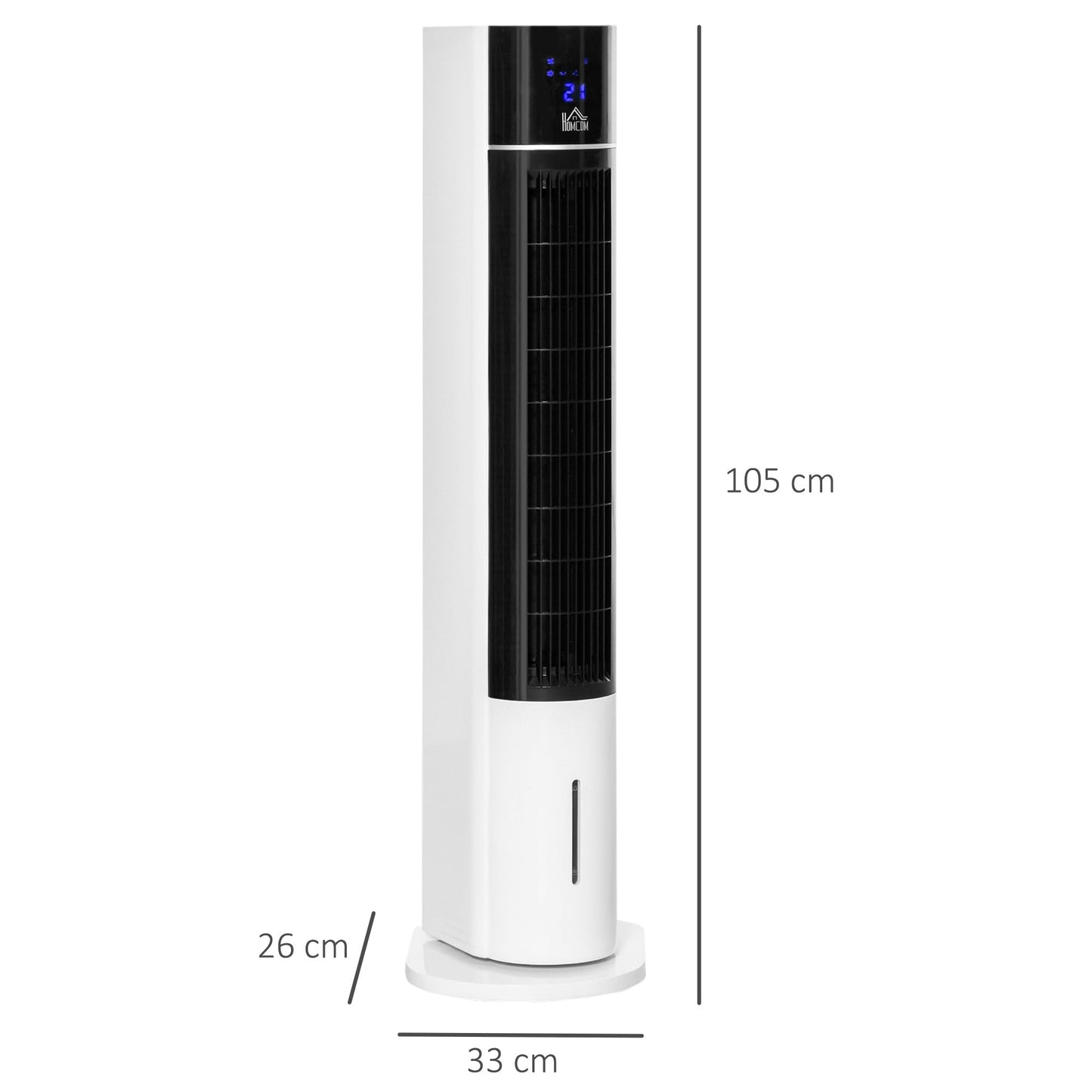 HOMCOM Portable Air Cooler, 3L Tank Evaporative Ice Cooling Tower Fan with 3 Modes, 3 Speeds, Remote, Timer, 60Â° Oscillating, Portable Swamp Cooler for Home Bedroom, White