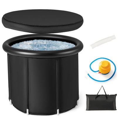 Multiple Layered Foldable Freestanding Bath Tub with Carry Bag-Black