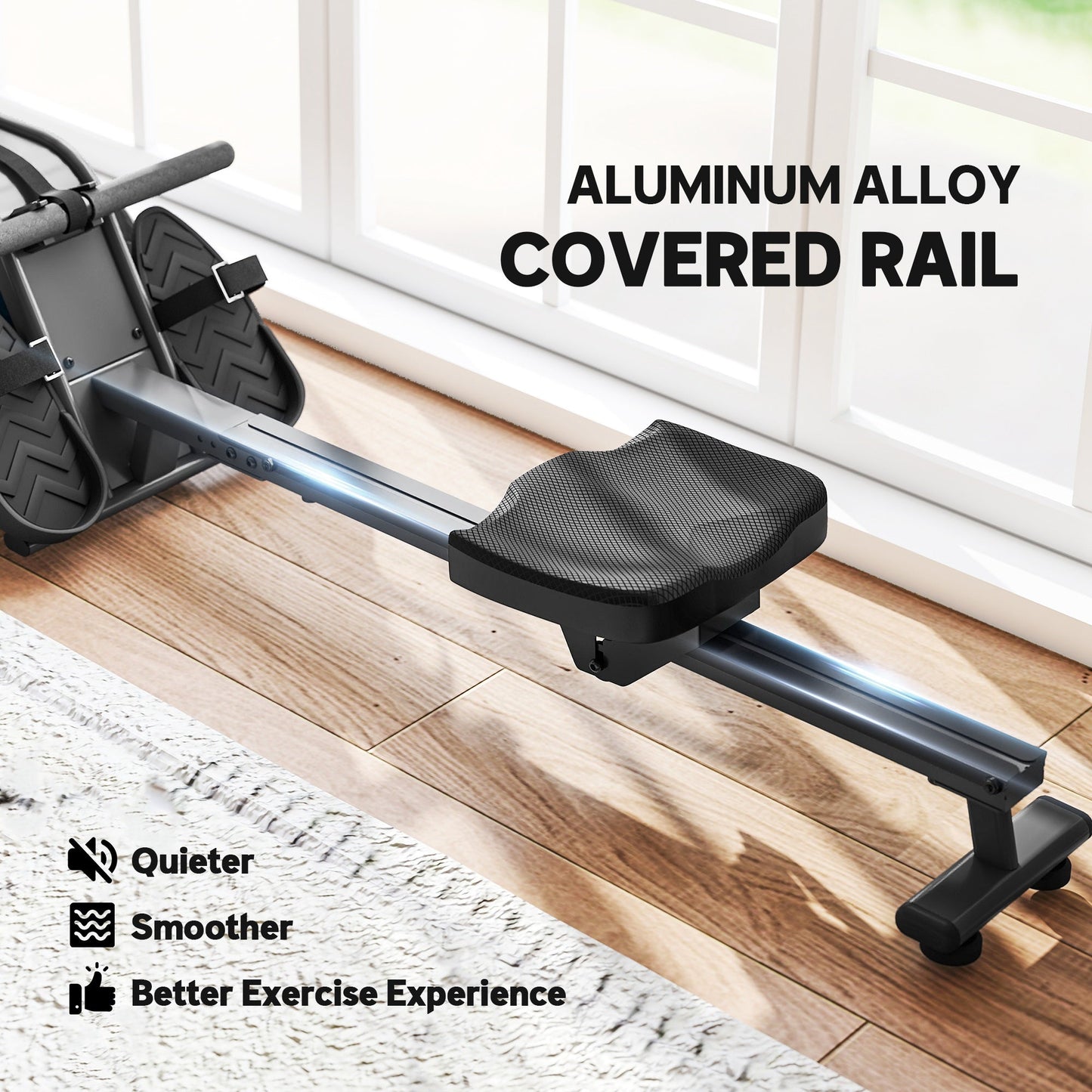 SPORTNOW Water Rowing Machine with Wheels, Vertical Storage, Adjustable Resistance, for Strength, Cardio Training