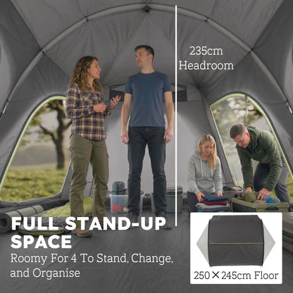 Outsunny Car Tent with 2.35m Stand-Up Height, 3000mm Waterproof Tailgate Tent with Mesh Windows for Family Camping Travelling