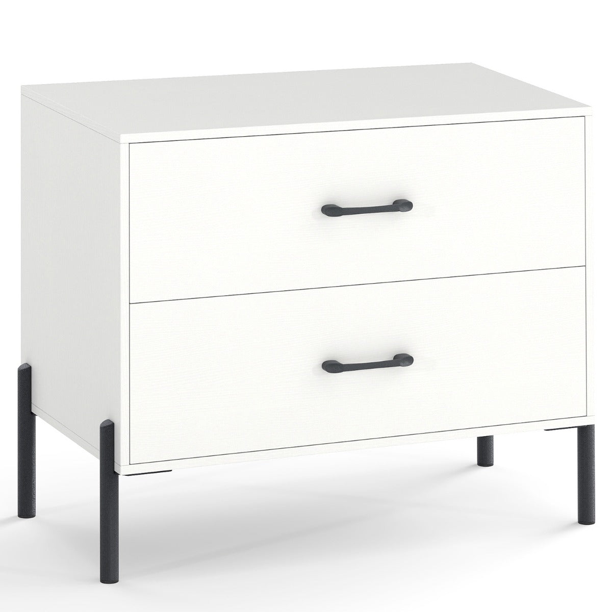 Nightstand with 2 Removable Drawers and Heavy Duty Metal Legs-White