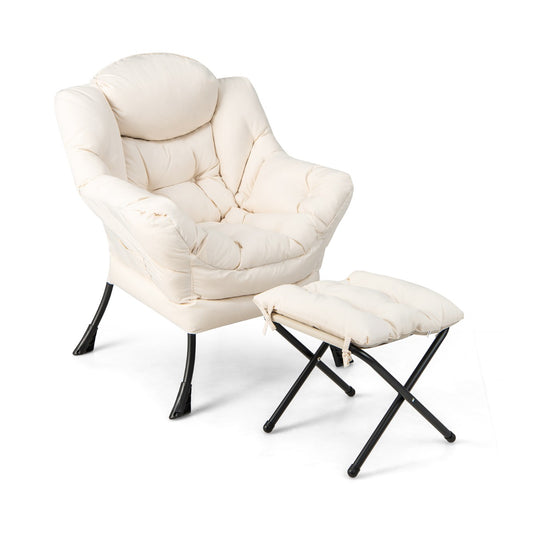 Lazy Chair with Ottoman-Beige