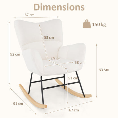 Nursery Rocking Chair with Comfy Backrest and Armrest-Beige