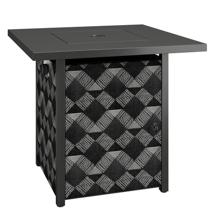 Outsunny Square Propane Gas Fire Pit Table,12 KW Firepit Outdoor Patio Heater with Glass Wind Guard, Lava Rocks, Gas Tank Holder