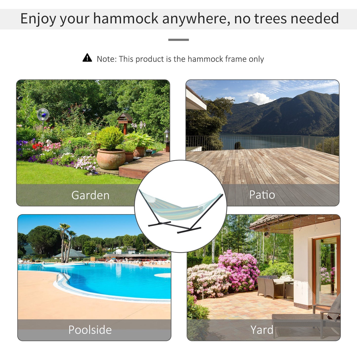 Outsunny 3.6m Extra-long Universal Hammock Stand Metal Frame Garden Camping Picnic Outdoor Patio Replacement Stand Only