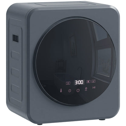 HOMCOM Vented Tumble Dryer, 4kg Front Tumble Dryer with Stainless Steel Tub, 800W Compact Freestanding Grey