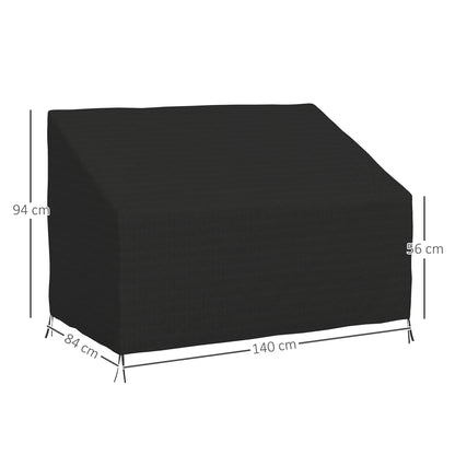 Outsunny 600D Oxford Cloth Furniture Cover, 2 Seater Sofa Protector for Garden Patio, Outdoor, Waterproof, Black, 140L x 84W x 56/94H cm