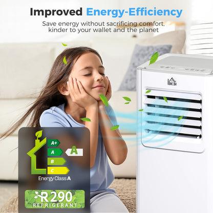 HOMCOM 7000 BTU Air Conditioning Unit, 3-in-1 Portable Air Conditioner, Dehumidifier, Cooling Fan with 2 Speeds, 24H Timer, Remote Control, LED Display, Window Venting Kit, 15mÂ²