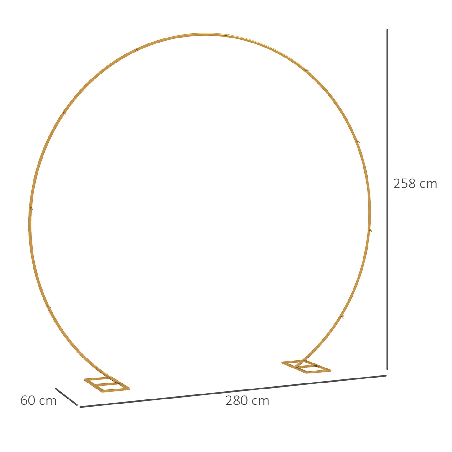 Outsunny 280cm Gold Backdrop Stand, Round Metal Wedding Arch for Birthday Party, Bridal Shower, Graduation, Ceremony