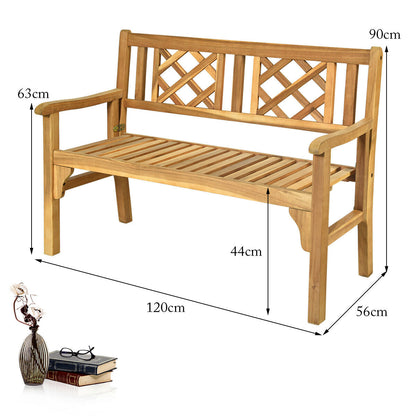 Foldable Acacia Wooden Bench Chair with Solid Hard Wood Structure