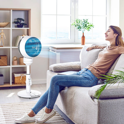 HOMCOM 9'' Air Circulator Fan 3 Speed 3 Mode, 70Â° Oscillation 90Â° Vertical Tilt, Height Adjustable, Remote Controller, for Living Room, Bedroom, Office, Black and White