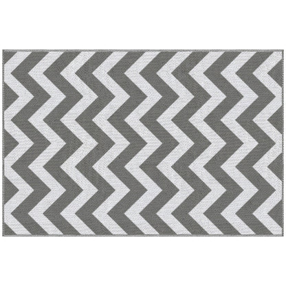 Outsunny 121 x 182 cm(4x6ft) Outdoor Rug Reversible Mat Plastic Straw Rug Portable RV Camping Mat for Garden Deck Picnic Indoor, Light Grey & White
