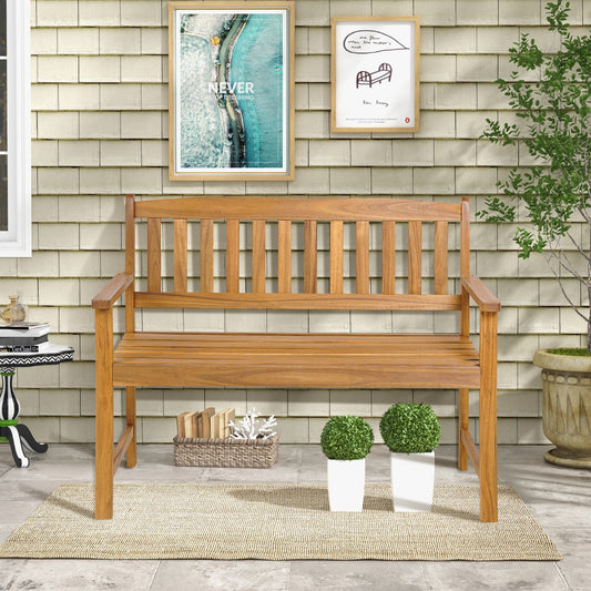2-Person Outdoor Bench with Ergonomic Backrest and Armrests