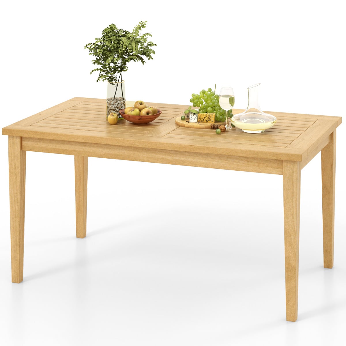 Outdoor Teak Wood Coffee Table with Slatted Tabletop