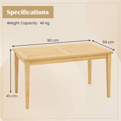 Outdoor Teak Wood Coffee Table with Slatted Tabletop