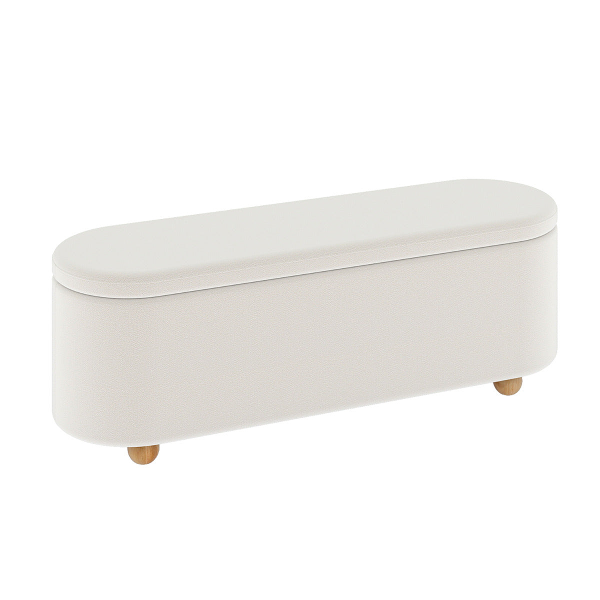 Oval Storage Bench 139 CM Long Ottoman Bench with Flip Top-White