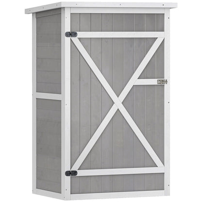 Outsunny Wooden Small Shed, Garden Storage Shed with Shelves and Bolt Latch, 75L x 56W x115H cm, Grey