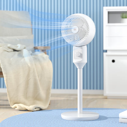 HOMCOM 9" Pedestal Fan, 70Â° Oscillation 90Â° Vertical Tilt Oscillating Air Circulator with 3 Speeds, Standing Fan for Home Office, Bedroom, White