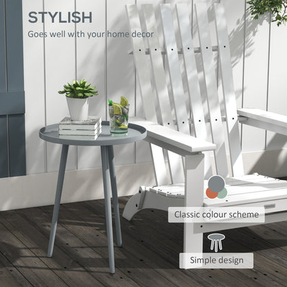 Outsunny Round Garden Coffee Table, Outdoor Side Table with Rounded Steel Edge, ¯40 x 50H cm, Grey