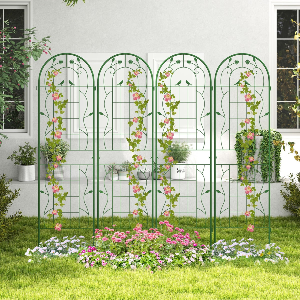2/4 Pack Metal Garden Trellis for Climbing Plants-Set of 4