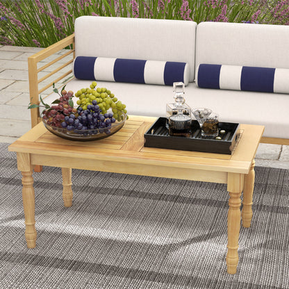 Patio Coffee Table with Solid Teak Wood Structure