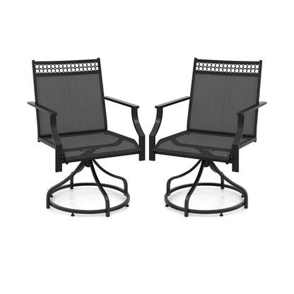 Patio Swivel Dining Chairs Set of 2 with Quick-Drying Fabric-Grey
