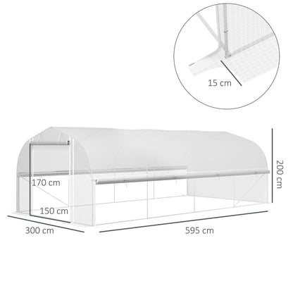 Outsunny 19.5 x 9.8ft Tunnel Greenhouse, with Accessories - White