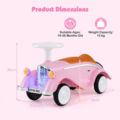 Toddler Ride on Toy with Steering Wheel for Children 19-36 Months Old-Pink