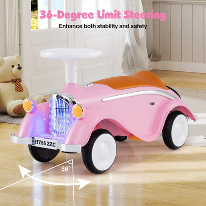 Toddler Ride on Toy with Steering Wheel for Children 19-36 Months Old-Pink