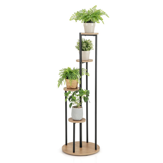 Heavy-Duty Tall Corner Indoor Metal Plant Stand for Potted Plant-Natural