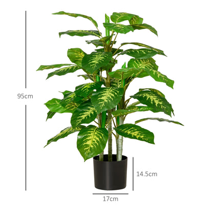 HOMCOM 2 PCs Artificial Evergreen Tree Fake Decorative Plant in Nursery Pot for Indoor Outdoor Decor, Green