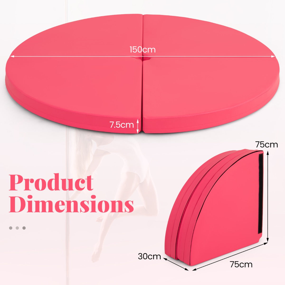 Pole Dance Crash Mat with EPE Foam for Gym and Home-Pink