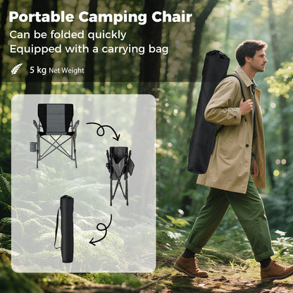Portable Camping Chair Outdoor Folding Oxford Cloth Chair-Black-1 Piece
