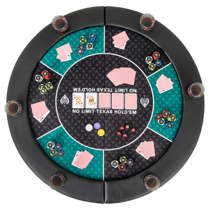 Portable Round Blackjack Board Game Mat with Carrying Bag-Green