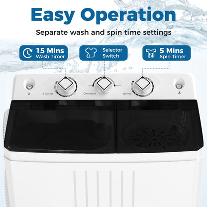 Portable Washing Machine with Drain Pump for Apartment Dorm-Black