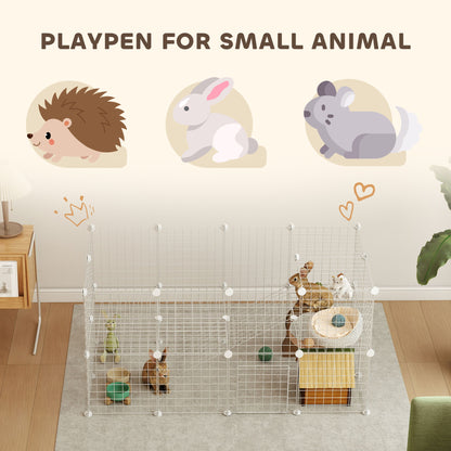 PawHut DIY 36 Panel Pet Playpen Metal Wire Fence for Chinchilla, Hedgehog, Bunny, Indoor, Outdoor Use, White
