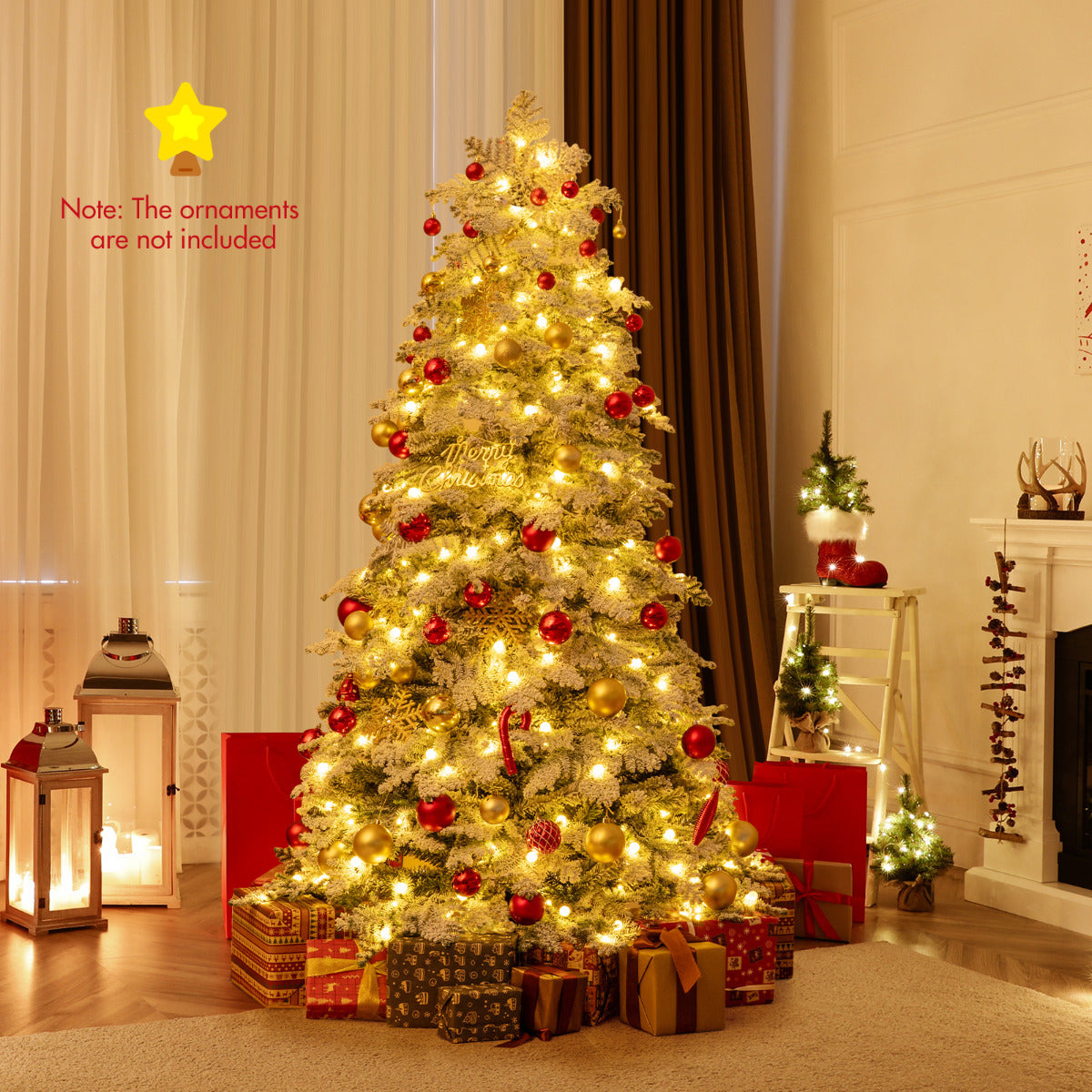 Pre-Lit Artificial Christmas Tree with Mixed Branch Tips-180 cm