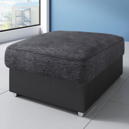 Ferol Fabric Footstool - Black/Grey