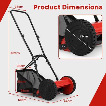 Manual Grass Sweeper with 30cm Cutting Width-Red