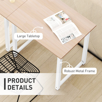 HOMCOM Computer Desk, Writing Table, 80 x 60 x 76cm Workstation for Home Office, Study with Metal Frame, Simple Assembly, White