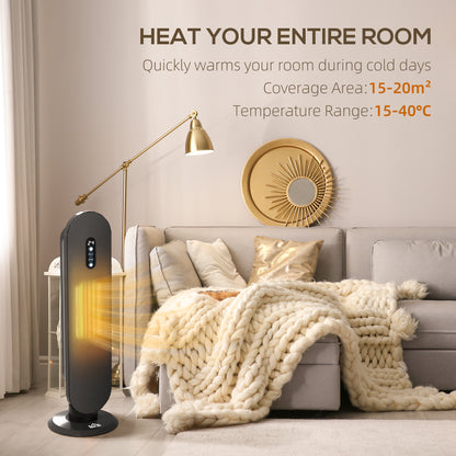 HOMCOM 45Â° Oscillating Ceramic Space Heater, with Remote - Black