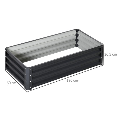 Outsunny Set of 2 Raised Beds for Garden, Galvanised Outdoor Planters for Herbs Vegetables, Use for Patio Balcony, Grey