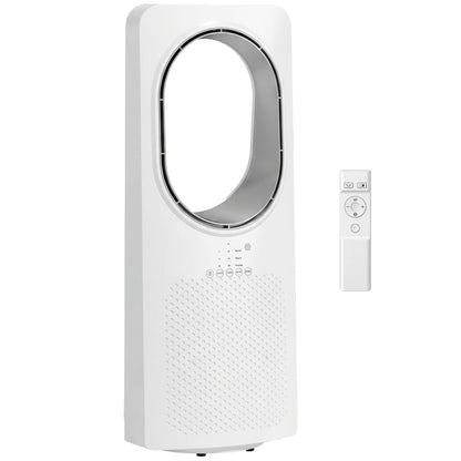 HOMCOM Bladeless Tower Fan for Bedroom, 36dB Standing Cooling Fan with 45Â° Oscillating, 3 Speeds, 3 Modes, 15H Timer, White