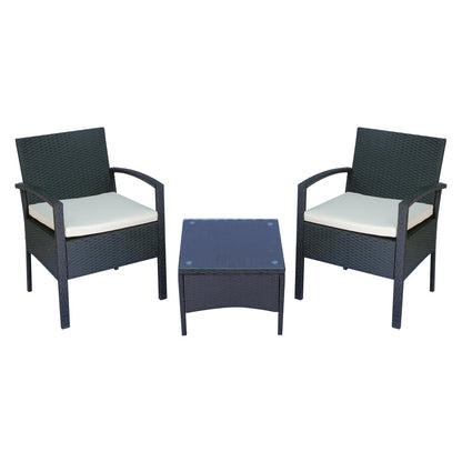 Outsunny 2 Seater Rattan Bistro Set, Steel-Black