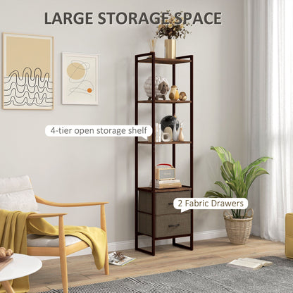HOMCOM Four-Tier Industrial Display Shelf, with Bottom Drawers