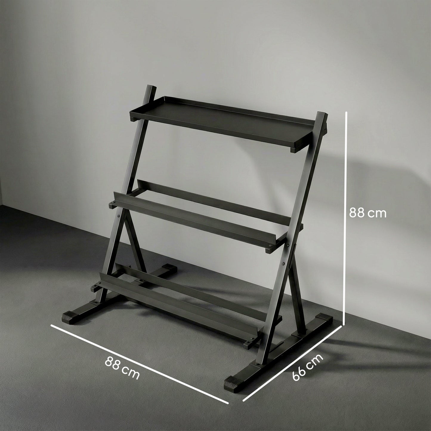 SPORTNOW 3-Tier Adjustable Dumbbell Rack, Heavy-Duty Weight Rack for Dumbbells, Kettlebells and Multiple Balls, Space-Saving Weight Storage Stand for Home Gym, 200 KG Capacity